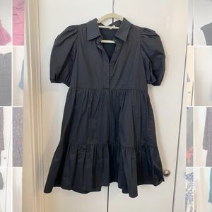 Black puffy sleeve colored dress